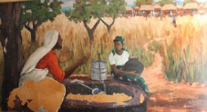 "Women at the Well", part of a mural by Emmanuel Nsama, Zambia